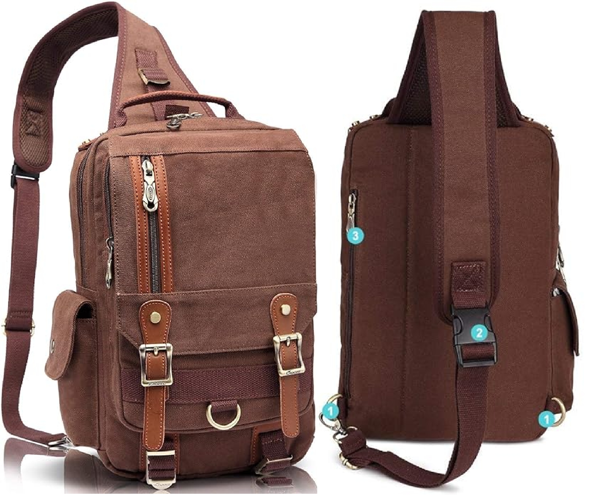 Sling-Brown-Leather-Canvas